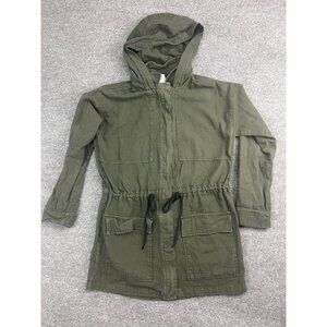 Dolan T-Shirt Jacket Women's Medium Green Canvas Hooded Zip Up Anthropologie